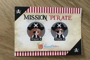 Carton "Mission Pirates" de la box d'anniversaire pour enfants d'Happykidsbox