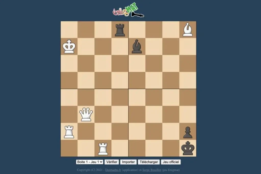 Version numérique du jeu ENIGMAT pour apprendre les échecs aux enfants
